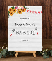 Printed BabyQ Welcome Sign, Baby-Q Shower Decor, BBQ Baby Shower Foamboard, Barbecue Baby Shower Poster Paper, Backyard Entrance Sign