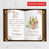 Printed 4th Princess Birthday Welcome Sign Pink Floral Princess Foamboard Four-ever a Princess Entrance Decor Once Upon a Time Book Poster