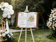 Printed 4th Princess Birthday Welcome Sign Pink Floral Princess Foamboard Four-ever a Princess Entrance Decor Once Upon a Time Book Poster