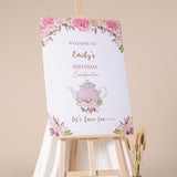 Lets Have Tea Personalized Blush Floral Kettle Decor