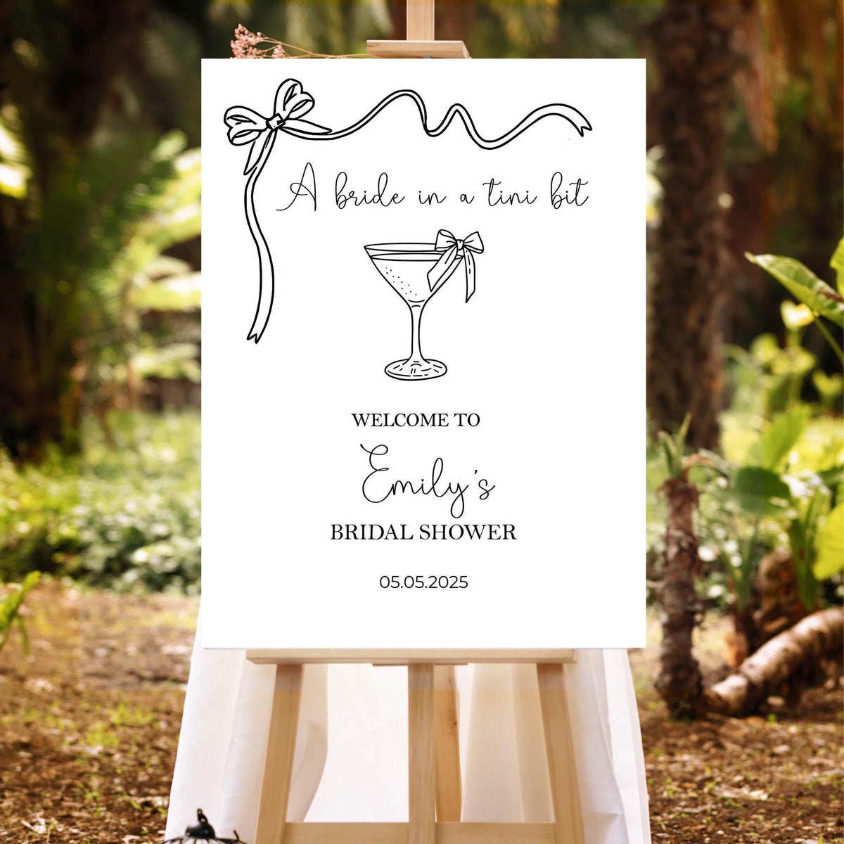 Bride in a Tini Bit Welcome Sign Martini Bachelorette Party Foamboard Dirty