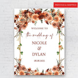 Boho Bridal Shower Decor Fall Thanksgiving Entrance Poster