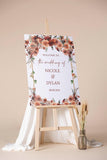 Printed Terracotta Flower Wedding Sign Autumn floral Engagement Welcome Foamboard Boho Bridal Shower Decor Fall Thanksgiving Entrance Poster
