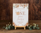 Printed Autumn First Birthday Welcome Sign, Boho Rustic Little Pumpkin Foamboard, Fall Gender Neutral Party Decor, One 1st Birthday Poster
