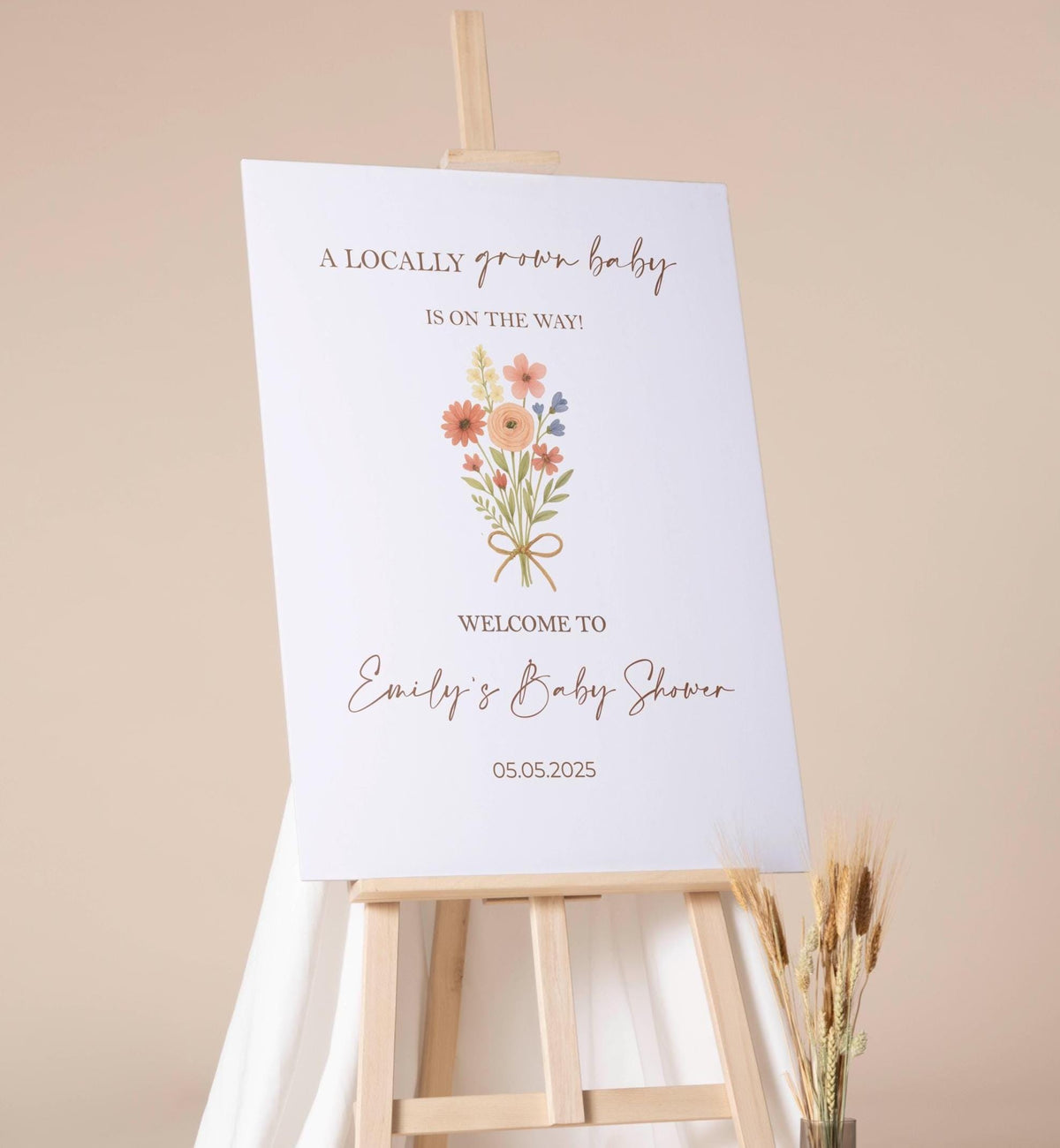 Printed Baby Shower Welcome Sign Wildflower Bow Foamboard A Locally Grown Baby Shower Decor Homegrown Cute Baby Sprinkle Entrance Sign