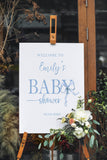 Printed Blue Bow Sign Baby Shower Welcome Sign Boy Baby Shower Foamboard Coquette Bow Baby Sprinkle Poster Paper Personalized Name Sign