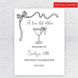 Martini Themed Birthday Foamboard Bow Champagne Glass Personalized Poster