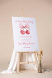 Printed Cherry Baby Shower Welcome Sign Couquette Bow Baby Shower Foamboard Sweet little Cherry Baby Sprinkle Decor Custom Entrance Sign
