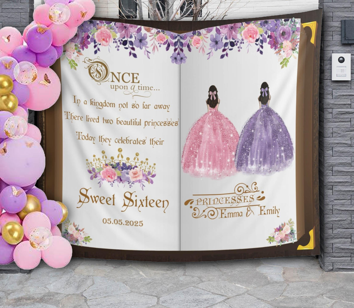 Sweet 16 Princess Birthday Decor Twins Girls 16th Birthday Backdrop