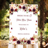 Bride to Be Sign Bridal Shower Engagement Welcome Sign Printed Burgundy Blush