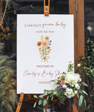A Locally Grown Baby Shower Welcome Sign Printed Farmers Market Bow Baby Sprinkle Foamboard Homegrown Cute Baby Wildflower Entrance Sign