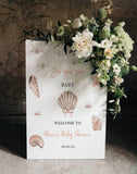 Sea You Soon Baby Shower Welcome Sign Printed Shell Coquette Bow Foamboard