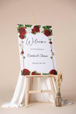 Red  White Roses Decor Red Flowers Bridal Poster Engagement Entrance Sign