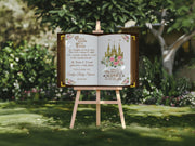 Printed Baby Shower Welcome Sign Princess Book Party Foamboard Girl Baby Shower Pink Floral Castle Sign Baby Sprinkle Once Upon A Time Sign