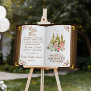 Printed Baby Shower Welcome Sign Princess Book Party Foamboard Girl Baby Shower