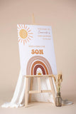Printed Baby Shower Sign Son Sun Rainbow Baby Sprinkle Foamboard Sunshine Rainbow Boho Retro Boy Baby Shower Entrance Poster
