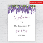 Printed Engagement Sign Lavender Welcome Poster Purple Floral Wedding Shower Foamboard Lilac Wedding Decor Personalized Bridal Shower Sign