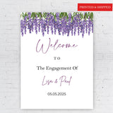 Printed Engagement Sign Lavender Welcome Poster Purple Floral Wedding Shower Foamboard Lilac Wedding Decor Personalized Bridal Shower Sign