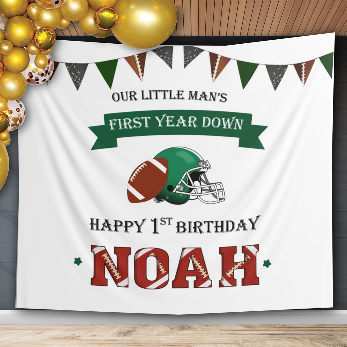 First Down Birthday Decor Football 1st Birthday Backdrop Highchair Banner