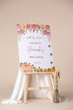 Fall in Love Welcome Sign Pumpkin Bridal Shower Foamboard Printed Fall Engagement Decor Personalized Floral Autumn Wedding Poster