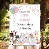 Printed Birthday Sign Calling All Party Animals Welcome Sign Party