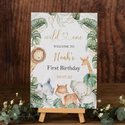 Printed Safari First Birthday Sign Wild One Welcome Sign