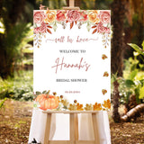 Printed Fall Bridal Shower Welcome Sign Fall in Love Decor Pumpkin