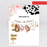 Pink Floral Wild West Ranch Decor Southwestern Poster Cowboots Decor