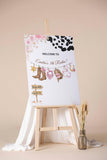 Printed Rodeo Birthday Welcome Sign Cowgirl 1st Birthday Foamboard Pink Floral Wild West Ranch Decor Southwestern Poster Cowboots Decor