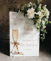 Printed Pearls Prosecco Bridal Shower Welcome Sign White Pearl Bridal Shower Foamboard