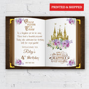 Purple Floral Princess Birthday Sign Printed Once Upon a Time Foamboard Personalized Lavender Castle Poster Custom Fairytale Storybook Decor