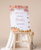 Bridal Shower Sign Fall in Love Welcome Sign Pumpkin Foamboard Printed Fall Engagement Decor Personalized Floral Autumn Wedding Poster