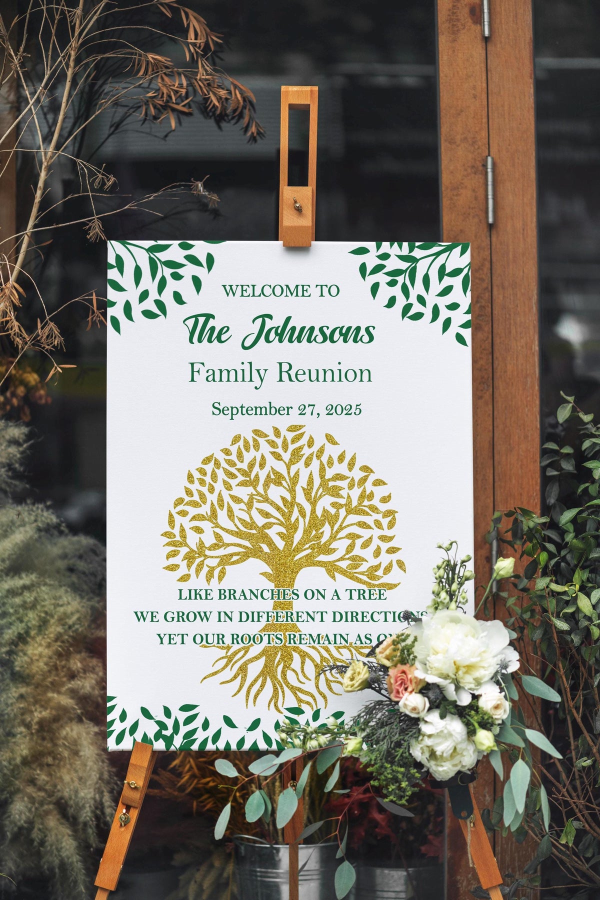 Custom Family Reunion Sign Printed Family Tree Decor Our Roots Remain As One Foamboard