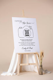 Printed Wedding QR Code Sign Capture the Love Photo Foamboard Share The Love Poster Personalized Snap Pictures Sharing Sign for Guests