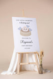 Printed Dumpling Birthday Welcome Sign Little Dumpling Is One Modern Birthday Foam Board Boy Blue Hearts First Birthday Welcome Poster