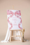 Pumpkin Bow Birthday Sign Printed Blush Pink Ribbon Autumn Fall Birthday Welcome Foamboard Watercolor Coquette Bow Girl Birthday Poster