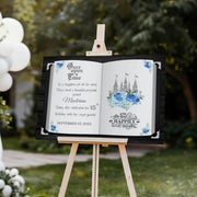 Blue Silver Princess Welcome Sign Printed Birthday Book Foamboard