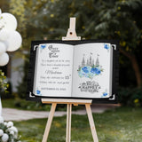 Blue Silver Princess Welcome Sign Printed Birthday Book Foamboard