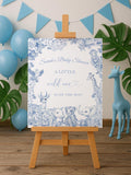 Toile Baby Shower Welcome Sign Printed Safari Jungle Baby Shower Foamboard
