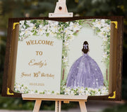 Quince Princess Birthday Sign 15th Birthday Floral Princess Dress Welcome Sign 15th Anos Foamboard Once Upon a Time Fairytale Poster