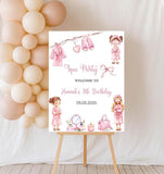 Printed Spa Birthday Party Welcome Sign Girls Pink Bow Pamper Foamboard
