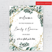 Wedding Welcome Sign Custom Greenery Wedding Shower Foamboard Wedding Signage Decor Minimalist Welcome Poster Personalized Sign