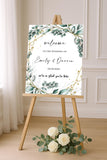 Printed Greenery Wedding Welcome Sign Custom Wedding Shower Decor Wedding Signage Foamboard Minimalist Welcome Poster Personalized Sign