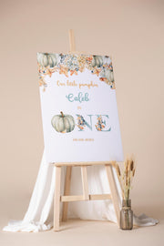 Fall Pumpkin Welcome Sign Printed 1st Birthday Decor Gender Neutral First Birthday Poster One Year Autumn Party Our Little Pumpkin Party