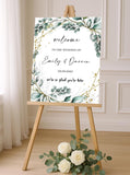 Printed Greenery Wedding Welcome Sign Custom Wedding Shower Decor