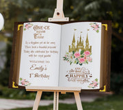 Personalized Princess 1st Birthday Foamboard Floral Castle