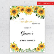 Sunflower Baby Shower Welcome Sign Little Sunflower Foam Board Custom Floral Baby Shower Decor Welcome Poster Baby Sprinkle Printed Shipped