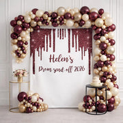 Maroon Glitter Graduation Backdrop Class of 2026 Custom Birthday