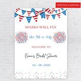 Independence Day Wedding Shower Poster, Sparks Will Fly, American Decor