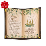 New Chapter, Prince or Princess Gender Neutral Backdrop, Greenery Floral Castle Sign